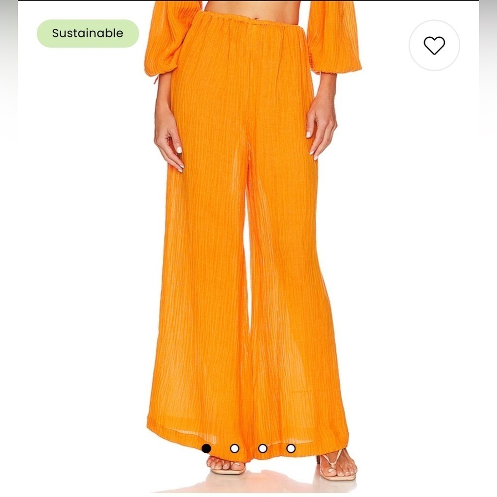 Faithfull the Brand Rupina wide leg linen pants tangerine orange 6 medium sz NWT